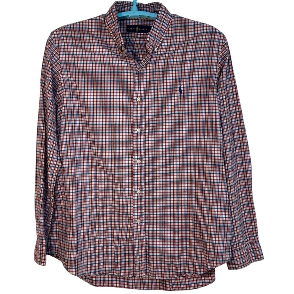 Ralph Lauren‎ Plaid Button Down Long Sleeve Shirt Casual Top Red Green Blue XL